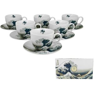 DUO 6 filiżanek ze spodkami The Great Wave - K. Hokusai DUO 6 filiżanek ze spodkami The Great Wave - K. Hokusai