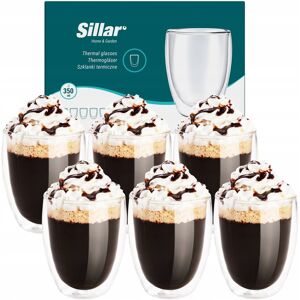 Sillar 6X szklanki termiczne 350ml do kawy latte cappucino - podwójne szkło Sillar 6X szklanki termiczne 350ml do kawy latte cappucino - podwójne szkło