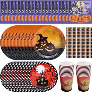 Inny producent 80X NACZYNIA JEDNORAZOWE NA HALLOWEEN KUBKI SERWETKI SŁOMKI TALERZYKI WZORY Inny producent 80X NACZYNIA JEDNORAZOWE NA HALLOWEEN KUBKI SERWETKI SŁOMKI TALERZYKI WZORY