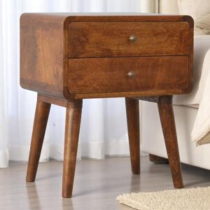 ABC Artisan Furniture Orzechowa zakrzywiona szafka nocna z 2 szufladami, sypialnia ABC Artisan Furniture Orzechowa zakrzywiona szafka nocna z 2 szufladami, sypialnia
