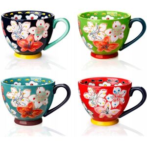 Inny producent AWANBER Zestaw 4 Kubków Ceramicznych 450ml Ręcznie Malowane Kwiaty Inny producent AWANBER Zestaw 4 Kubków Ceramicznych 450ml Ręcznie Malowane Kwiaty