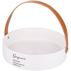Białe naczynie Altom Design porcelanowe okrągłe z rączką 22x6cm Białe naczynie Altom Design porcelanowe okrągłe z rączką 22x6cm