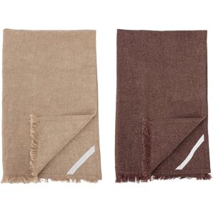 Bloomingville Set di 2 Asciugamani da Cucina Lovine in Cotone e Lino Marrone – Canovacci con Frange Bloomingville Set di 2 Asciugamani da Cucina Lovine in Cotone e Lino Marrone – Canovacci con Frange