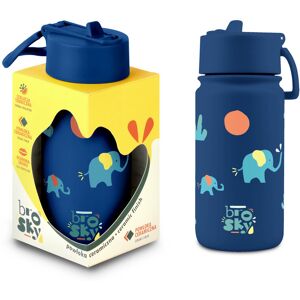 Inny producent Brosky Kids Ciemnoniebieska butelka na wodę dla dzieci w słoniki 450ml Inny producent Brosky Kids Ciemnoniebieska butelka na wodę dla dzieci w słoniki 450ml