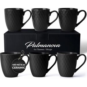 Inny producent Ceramiczne duże kubki do kawy herbaty czarne 400 ml zestaw 6 szt Inny producent Ceramiczne duże kubki do kawy herbaty czarne 400 ml zestaw 6 szt