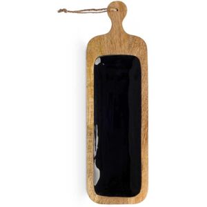 GIFTDECOR Deska drewniana czarne wykończenie prostokątna taca do serwowania potraw GIFTDECOR Deska drewniana czarne wykończenie prostokątna taca do serwowania potraw