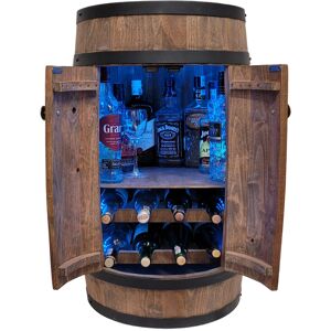 Inny producent Drewniana Beczka Barek Z Drzwiami I Półką, Dwa Leżaki Na Wino, Oświetlenie Led Rgb Inny producent Drewniana Beczka Barek Z Drzwiami I Półką, Dwa Leżaki Na Wino, Oświetlenie Led Rgb