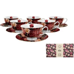 DUO Gift, 6 filiżanek royal ze spodkami, SPRING ROSES BLACK DUO Gift, 6 filiżanek royal ze spodkami, SPRING ROSES BLACK