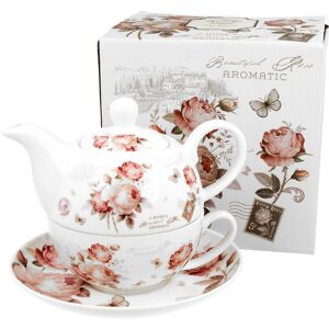 Dzbanek do herbaty porcelanowy z filiżanką i spodkiem DUO SECESJA 350 ml Dzbanek do herbaty porcelanowy z filiżanką i spodkiem DUO SECESJA 350 ml