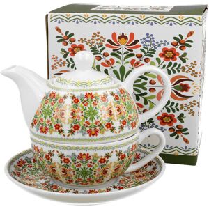 Dzbanek do herbaty porcelanowy z filiżanką i spodkiem DUO WZÓR WĘGIERSKI 350 ml Dzbanek do herbaty porcelanowy z filiżanką i spodkiem DUO WZÓR WĘGIERSKI 350 ml