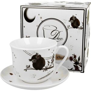 Filiżanka do kawy i herbaty porcelanowa ze spodkiem DUO CHARMING OWLS 450 ml Filiżanka do kawy i herbaty porcelanowa ze spodkiem DUO CHARMING OWLS 450 ml