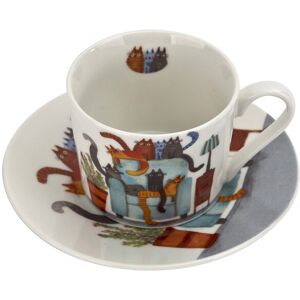 DUO Filiżanka porcelanowa 230 ml + spodek Koci Świat Koty na fotelu DUO Filiżanka porcelanowa 230 ml + spodek Koci Świat Koty na fotelu