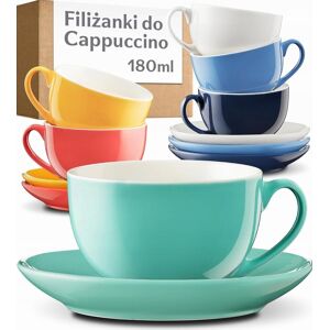 Inny producent FILIŻANKI 6 SZTUK 180ML ZESTAW KAWY CERAMIKA KOLOROWE SPODKI KUBKI Inny producent FILIŻANKI 6 SZTUK 180ML ZESTAW KAWY CERAMIKA KOLOROWE SPODKI KUBKI