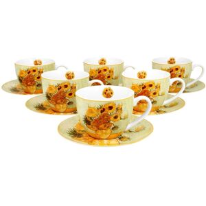 Filiżanki do kawy i herbaty porcelanowe ze spodkami DUO Sunflowers Vincent Van Gogh 280 ml 6 szt Filiżanki do kawy i herbaty porcelanowe ze spodkami DUO Sunflowers Vincent Van Gogh 280 ml 6 szt