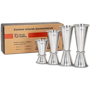 DrinkMaker Jigger miarka barmańska do drinków zestaw Jiggerów 4 szt. dwustronne DrinkMaker Jigger miarka barmańska do drinków zestaw Jiggerów 4 szt. dwustronne