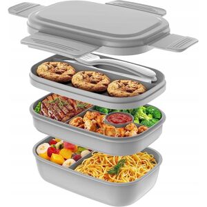 Inny producent JSCORES Lunch box 1900 ml MEGA duży 10x20x15 cm 3 poziomy, przegródki SZARY Inny producent JSCORES Lunch box 1900 ml MEGA duży 10x20x15 cm 3 poziomy, przegródki SZARY