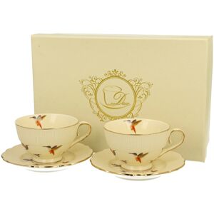 DUO Komplet 2 filiżanki espresso spodki kolibry ecru DUO Komplet 2 filiżanki espresso spodki kolibry ecru