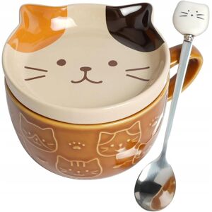 Inny producent KUBEK CERAMICZNY MOTYW KOTA Z POKRYWKĄ PODKŁADKĄ I ŁYŻECZKĄ 300ML BRĄZOWY Inny producent KUBEK CERAMICZNY MOTYW KOTA Z POKRYWKĄ PODKŁADKĄ I ŁYŻECZKĄ 300ML BRĄZOWY