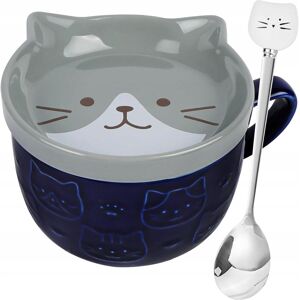 Inny producent KUBEK CERAMICZNY MOTYW KOTA Z POKRYWKĄ PODKŁADKĄ I ŁYŻECZKĄ 300ML NIEBIESKI Inny producent KUBEK CERAMICZNY MOTYW KOTA Z POKRYWKĄ PODKŁADKĄ I ŁYŻECZKĄ 300ML NIEBIESKI