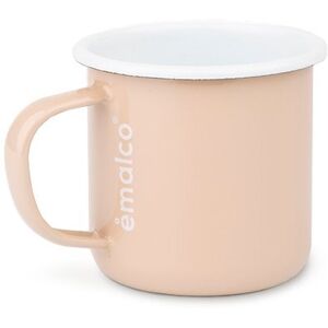 Emalco Enamelware Kubek emaliowany campingowy BBQ beżowy z białym logo 400 ml Emalco Enamelware Kubek emaliowany campingowy BBQ beżowy z białym logo 400 ml