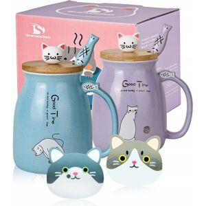Inny producent KUBKI KOTY Zestaw 2 Kubków Ceramicznych z Bambusową Pokrywką Inny producent KUBKI KOTY Zestaw 2 Kubków Ceramicznych z Bambusową Pokrywką
