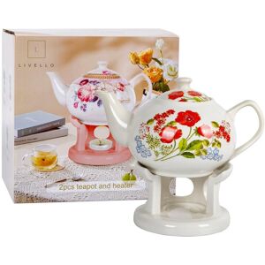LIVELLO Czajnik dzbanek imbryk porcelanowy z podgrzewaczem herbatę 1000 ML LIVELLO Czajnik dzbanek imbryk porcelanowy z podgrzewaczem herbatę 1000 ML