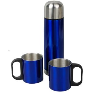 Inny producent Metalowy termos Picnic 480 ml + 2 kubki, niebieski/srebrny - druga jakość Inny producent Metalowy termos Picnic 480 ml + 2 kubki, niebieski/srebrny - druga jakość