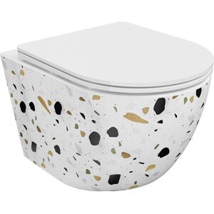 Mexen Lena miska wc Rimless z deską wolnoopadającą slim, duroplast, biała kamień terrazo - 30224096 Mexen Lena miska wc Rimless z deską wolnoopadającą slim, duroplast, biała kamień terrazo - 30224096