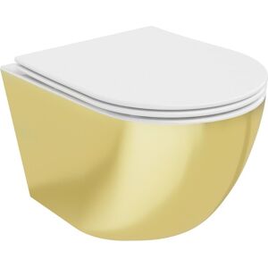Mexen Lena Miska Wc Rimless Z Deską Wolnoopadającą Slim, Duroplast, Biała/Złota - 30224006 Mexen Lena Miska Wc Rimless Z Deską Wolnoopadającą Slim, Duroplast, Biała/Złota - 30224006