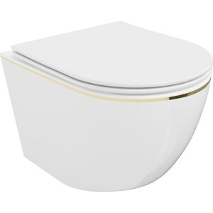 Mexen Lena miska wc Rimless z deską wolnoopadającą slim duroplast biała/złota linia Mexen Lena miska wc Rimless z deską wolnoopadającą slim duroplast biała/złota linia