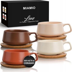 Inny producent MIAMIO zestaw 4 ceramicznych filiżanek do herbaty z bambusowymi podstawkami Inny producent MIAMIO zestaw 4 ceramicznych filiżanek do herbaty z bambusowymi podstawkami