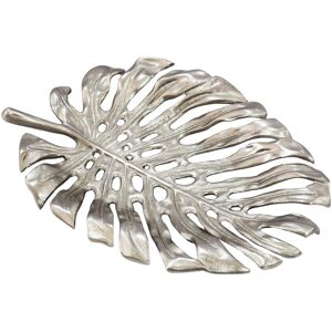 FineBuy Miska dekoracyjna metalowa 36cm Liść Monstera Dekoracja stojąca Misa Alu Srebro FineBuy Miska dekoracyjna metalowa 36cm Liść Monstera Dekoracja stojąca Misa Alu Srebro