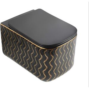 Miska WC wisząca Corciano Nexa 2 Midnight Gold Edition Czarno-Złota 51x34x35 cm Miska WC wisząca Corciano Nexa 2 Midnight Gold Edition Czarno-Złota 51x34x35 cm