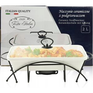 Festa Italia NACZYNIE CERAMICZNE BIAŁE NA CZARNYM PODGRZEWACZU 2 L DO ZAPIEKANIA Festa Italia NACZYNIE CERAMICZNE BIAŁE NA CZARNYM PODGRZEWACZU 2 L DO ZAPIEKANIA