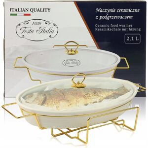 Festa Italia Naczynie Ceramiczne na Złotym Podrzewaczu 2,1 L do Podawania Potraw Festa Italia Naczynie Ceramiczne na Złotym Podrzewaczu 2,1 L do Podawania Potraw