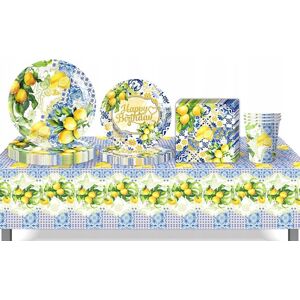 Inny producent Oro Party Zestaw Dekoracji na stół Cytryny talerzyki kubki serwetki obrus Inny producent Oro Party Zestaw Dekoracji na stół Cytryny talerzyki kubki serwetki obrus