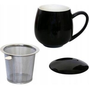 Cup&You Porcelanowy kubek z nierdzewnym zaparzaczem i pokrywką CZARNY BŁYSZCZĄCY 350ml zestaw do parzenia herbaty ziół naparów - na prezent upominek Cup&You Porcelanowy kubek z nierdzewnym zaparzaczem i pokrywką CZARNY BŁYSZCZĄCY 350ml zestaw do parzenia herbaty ziół naparów - na prezent upominek