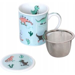 Cup&You Porcelanowy kubek z nierdzewnym zaparzaczem i pokrywką DINOZAURY z motywem dinozaurów 250ml zestaw do parzenia herbaty ziół naparów Cup&You Porcelanowy kubek z nierdzewnym zaparzaczem i pokrywką DINOZAURY z motywem dinozaurów 250ml zestaw do parzenia herbaty ziół naparów