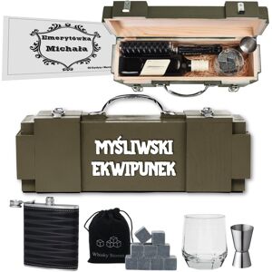 Can-Bar PREZENT dla myśliwego skrzynka PERSONALIZOWANA na urodziny 18-99 DREWNIANA ZESTAW VIP piersiówka + kamienie lodowe + szklanka + kieliszek Can-Bar PREZENT dla myśliwego skrzynka PERSONALIZOWANA na urodziny 18-99 DREWNIANA ZESTAW VIP piersiówka + kamienie lodowe + szklanka + kieliszek