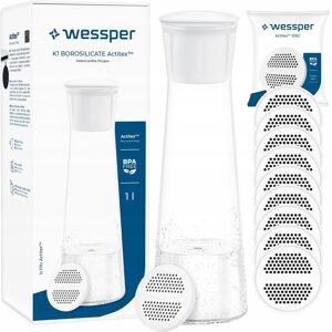 Szklana Karafka na Wodę i Napoje WESSPER 1L z 10 Filtrami do Wody Kranowej Szklana Karafka na Wodę i Napoje WESSPER 1L z 10 Filtrami do Wody Kranowej