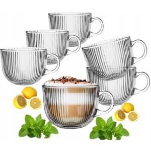 DOMOSFERA SZKLANKA KUBEK DUŻA w paski plisy 510 ml szkło filiżanka 6szt na napoje DOMOSFERA SZKLANKA KUBEK DUŻA w paski plisy 510 ml szkło filiżanka 6szt na napoje