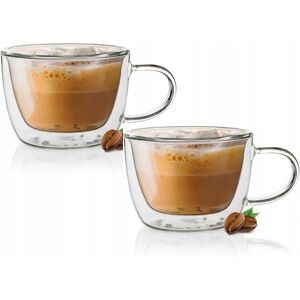 DOMOSFERA SZKLANKA PODWÓJNA ŚCIANKA 2szt na cappuccino kawę herbatę 310 ml termiczna DOMOSFERA SZKLANKA PODWÓJNA ŚCIANKA 2szt na cappuccino kawę herbatę 310 ml termiczna