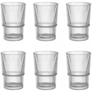 DOMOSFERA SZKLANKA WYSOKA 6szt 420 ml na wodę soki napoje drinki grill koktajl prążki DOMOSFERA SZKLANKA WYSOKA 6szt 420 ml na wodę soki napoje drinki grill koktajl prążki