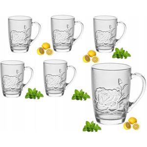 Banquet SZKLANKI KUBEK 6szt NA KAWE LATTE HERABTĘ ZIOŁA 415 ml prezent w RÓŻA dekor Banquet SZKLANKI KUBEK 6szt NA KAWE LATTE HERABTĘ ZIOŁA 415 ml prezent w RÓŻA dekor