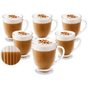 DOMOSFERA Szklanki wysokie Eleganckie na stopce do latte kubki W PRĄŻKI 500 ml 6szt DOMOSFERA Szklanki wysokie Eleganckie na stopce do latte kubki W PRĄŻKI 500 ml 6szt