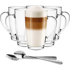 Szklanki Z Uchem +Łyżeczki Glasmark Zestaw 6Szt Kubki Do Kawy Latte 400Ml Szklanki Z Uchem +Łyżeczki Glasmark Zestaw 6Szt Kubki Do Kawy Latte 400Ml