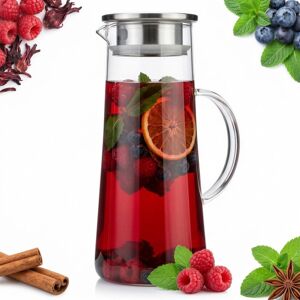 Sokomedica SZKLANY DZBANEK DO HERBATY WODY LEMONIADY 1,3 L ŻAROODPORNY Z POKRYWKĄ Sokomedica SZKLANY DZBANEK DO HERBATY WODY LEMONIADY 1,3 L ŻAROODPORNY Z POKRYWKĄ