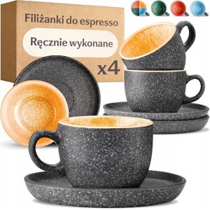 Inny producent Zestaw Filizanek Expresso 4 Sztuki Ceramiczne z Talerzykami Grube Naczynia Inny producent Zestaw Filizanek Expresso 4 Sztuki Ceramiczne z Talerzykami Grube Naczynia
