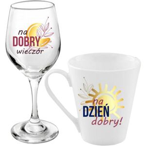 CERAMIKA TUŁOWICE Zestaw kieliszek do wina 220ml + kubek 300ml - Zestaw dla babci CERAMIKA TUŁOWICE Zestaw kieliszek do wina 220ml + kubek 300ml - Zestaw dla babci