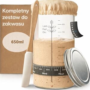 M-Import Zestaw startowy do robienia zakwasu chlebowego sloik 650ml + akcesoria M-Import Zestaw startowy do robienia zakwasu chlebowego sloik 650ml + akcesoria